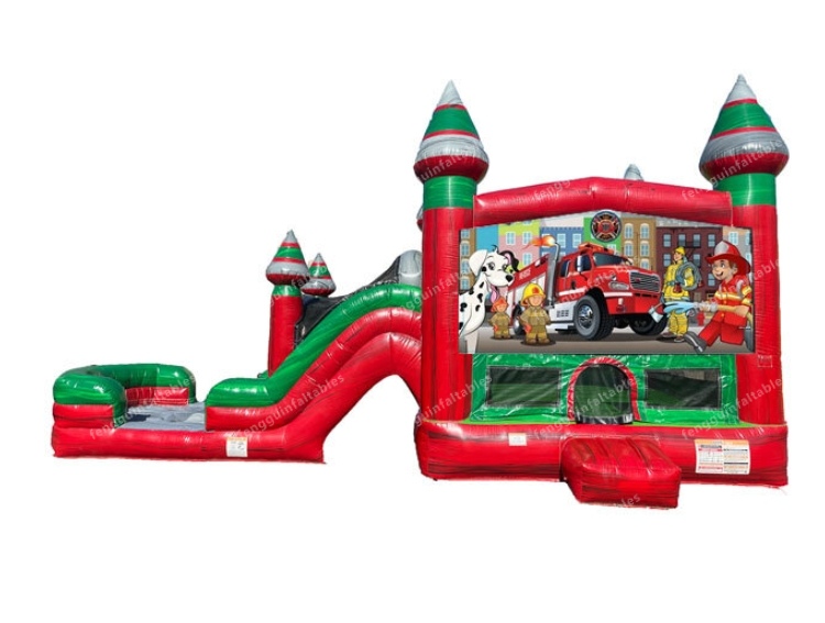 Inflatable Rainbow Castle Wet Dry Combo